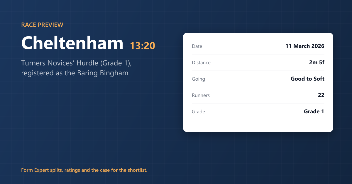 Cheltenham 13:20: Turners Novices' Hurdle (Grade 1) (Registered As The Baring Bingham Novices' Hurdle) (GBB Race)