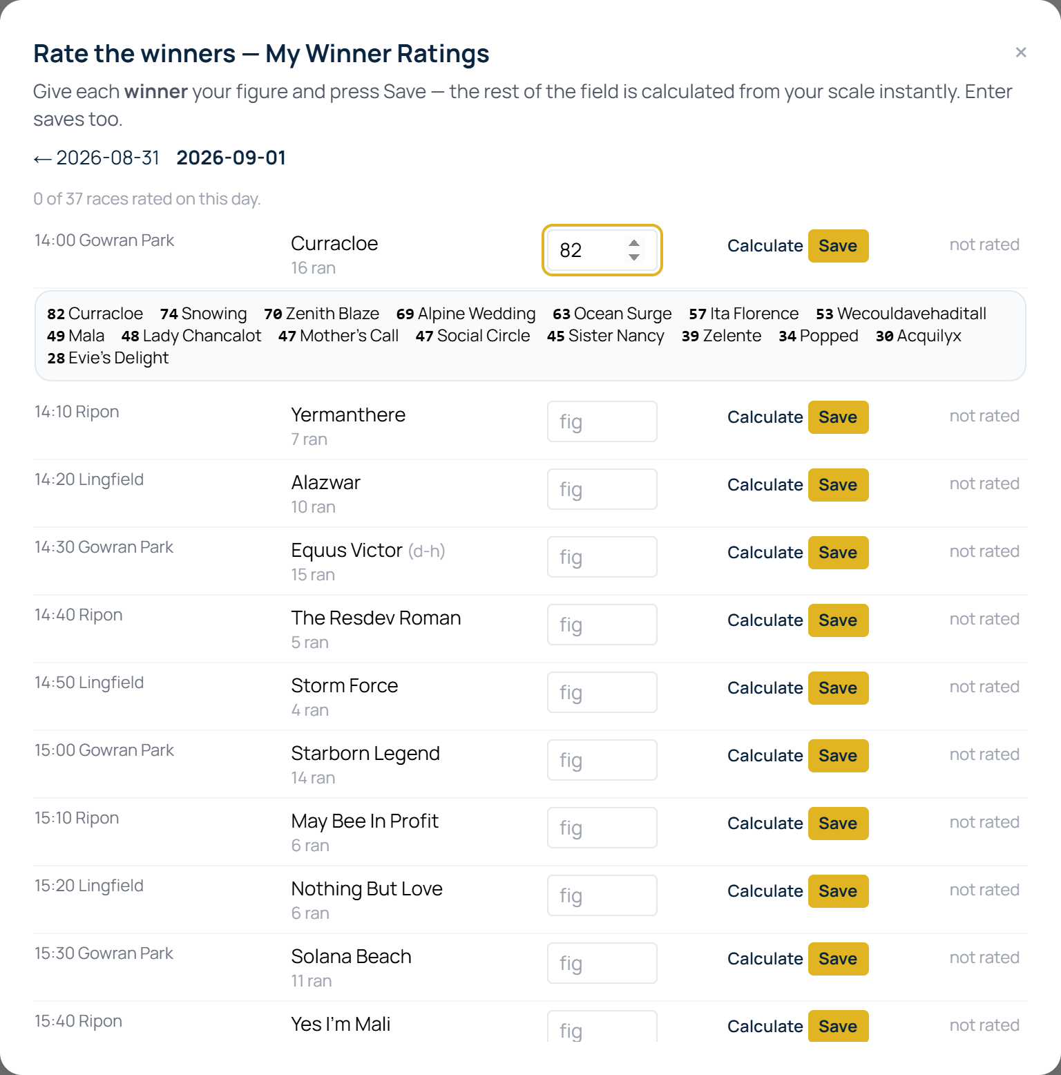Rate yesterday view with a derived-field preview